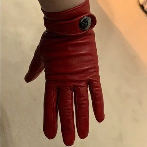 NWOT Authentic red leather Longchamp gloves